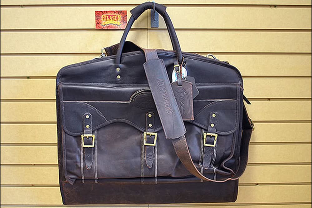 23“W x 20“H x 7“D Garment Bag  Leather Regular Size