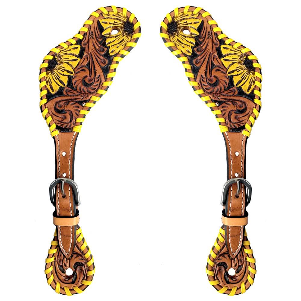 Bar H Equine Leather Spurs Straps for Adults - Western Womens Spur Straps for Horse Riding, Barrel Racing, Show, and Rodeo