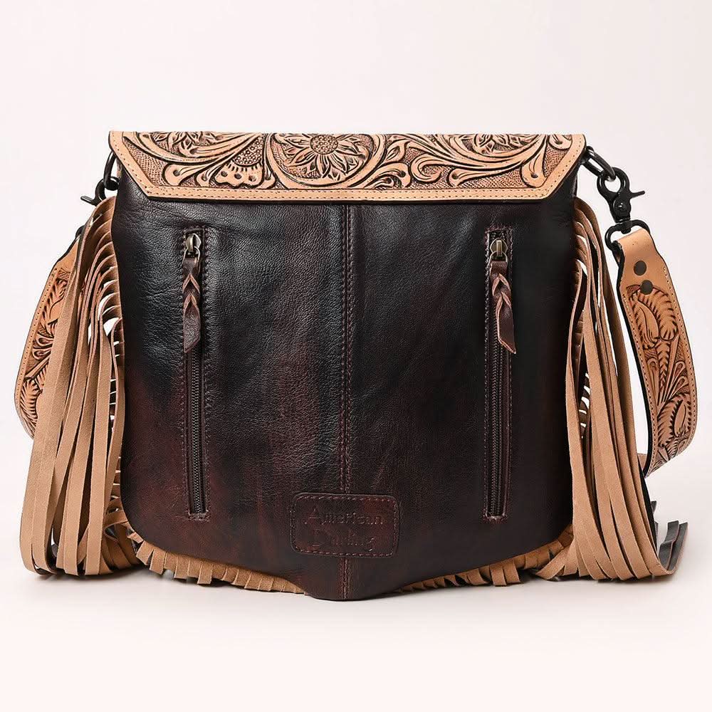 American Darling ADBGZ612 Messenger Saddle Blanket Genuine Leather Women Bag Western Handbag Purse