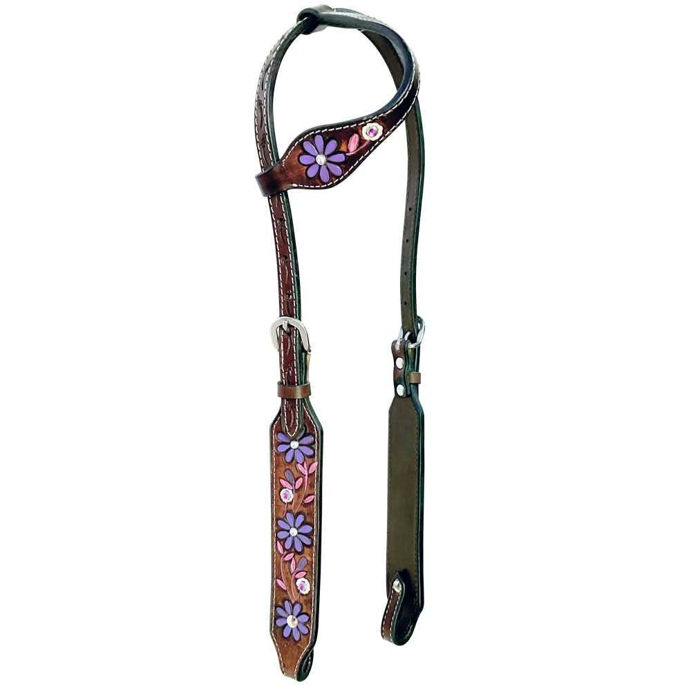 Bar H Equine American Leather Horse Saddle Tack One Ear Headstall | Breast Collar | Browband Headstall | Wither Strap | Tack Set for Horses BER116