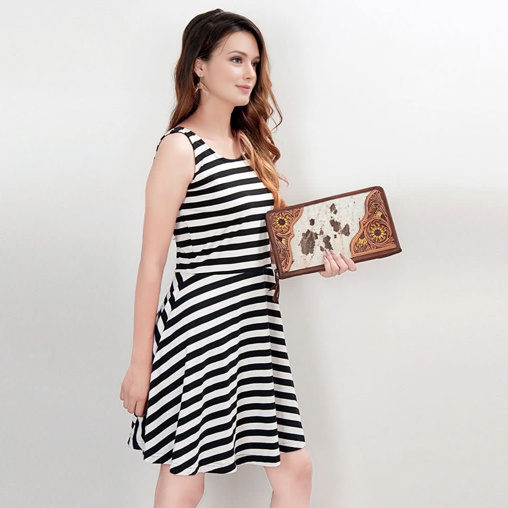 American Darling Jewelry Case Hand Tooled Hair On Genuine Leather women bag western handbag purse