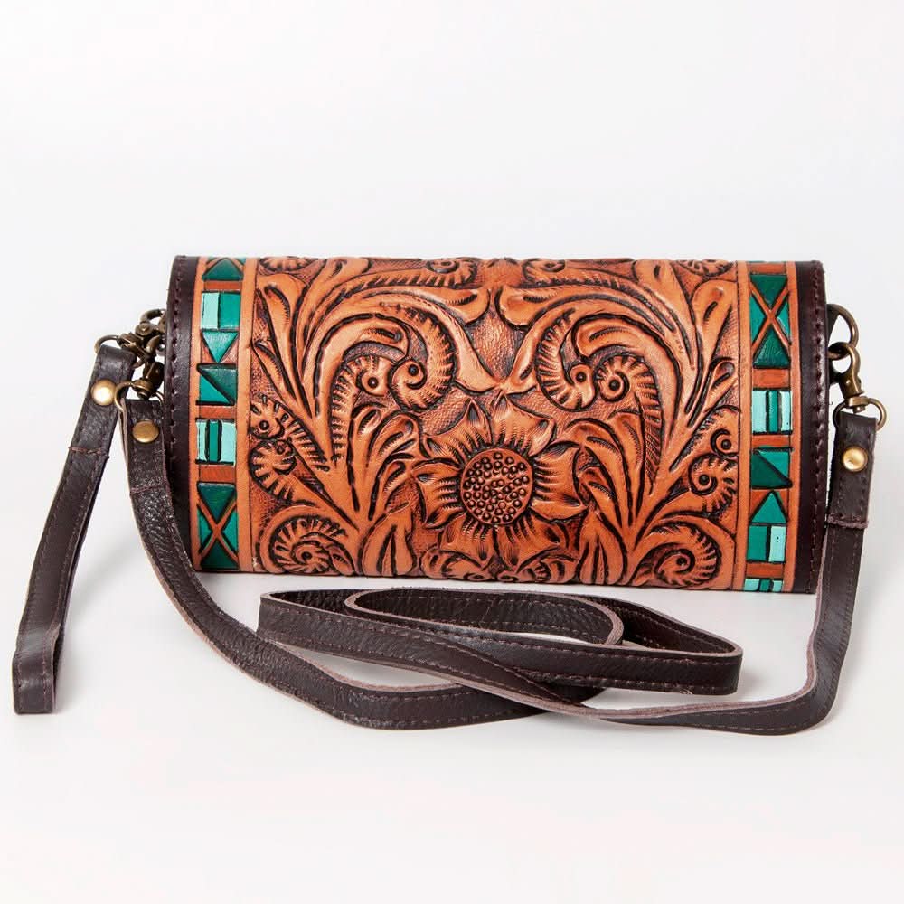 American Darling Wallet Hand Tooled Genuine Leather women bag western handbag purse