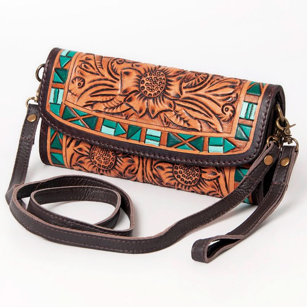 American Darling Wallet Hand Tooled Genuine Leather women bag western handbag purse