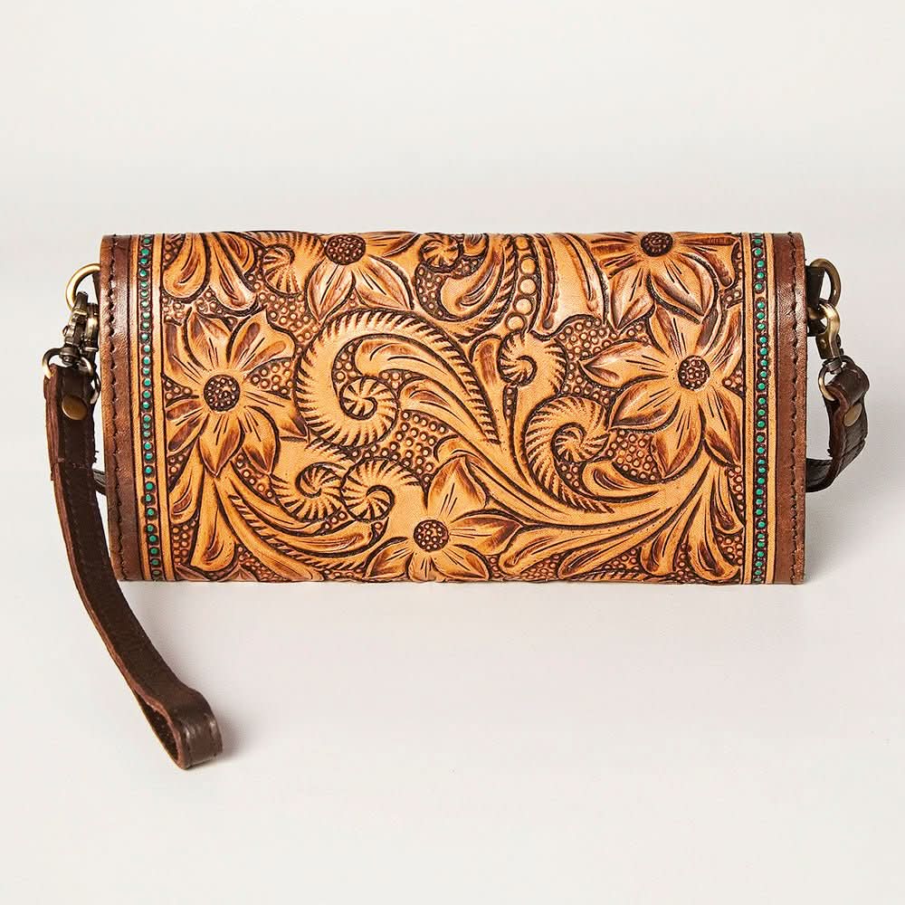 American Darling Wallet Hand Tooled Genuine Leather women bag western handbag purse