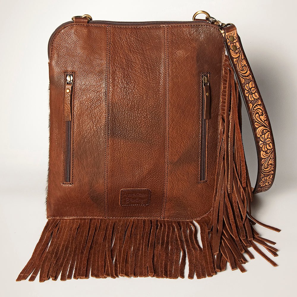 American Darling Chaps Bag Hand Tooled Hair On Genuine Leather women bag western handbag purse