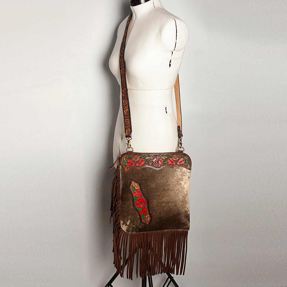 American Darling Chaps Bag Hand Tooled Hair On Genuine Leather women bag western handbag purse