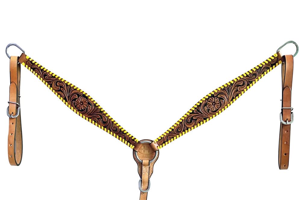 Bar H Equine American Leather Horse Saddle Tack One Ear Headstall | Breast Collar | Browband Headstall | Wither Strap | Tack Set BER257