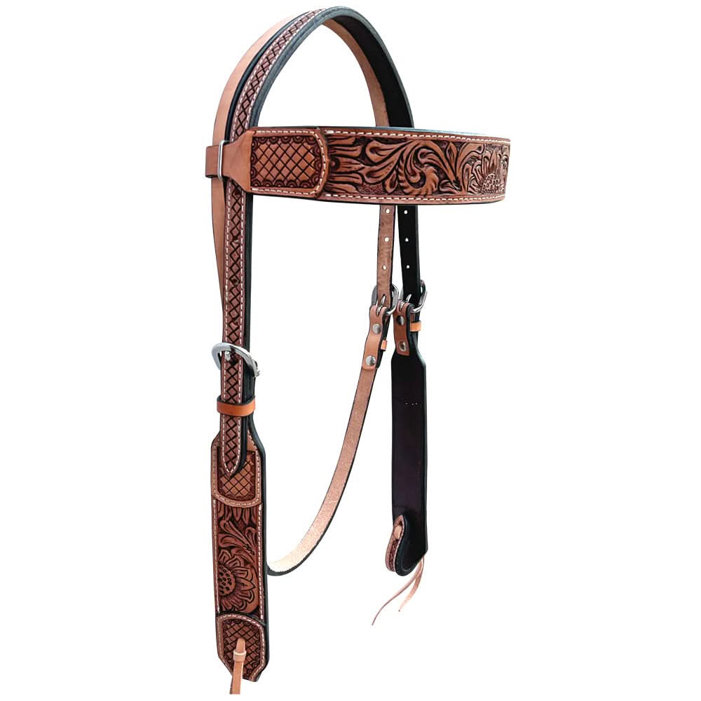 Bar H Equine American Leather Horse Saddle Tack One Ear Headstall | Breast Collar | Browband Headstall | Wither Strap | Tack Set BER269