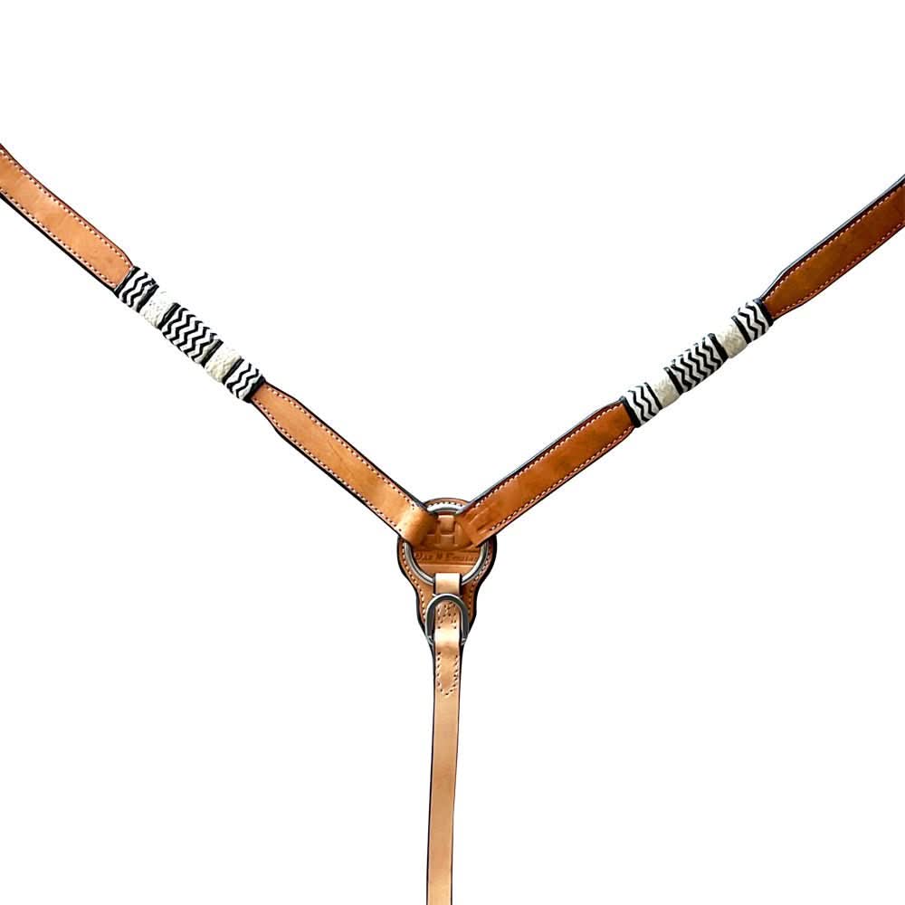 Bar H Equine Genuine Western American Leather Horse Premium Headstall & Breast Collar Set