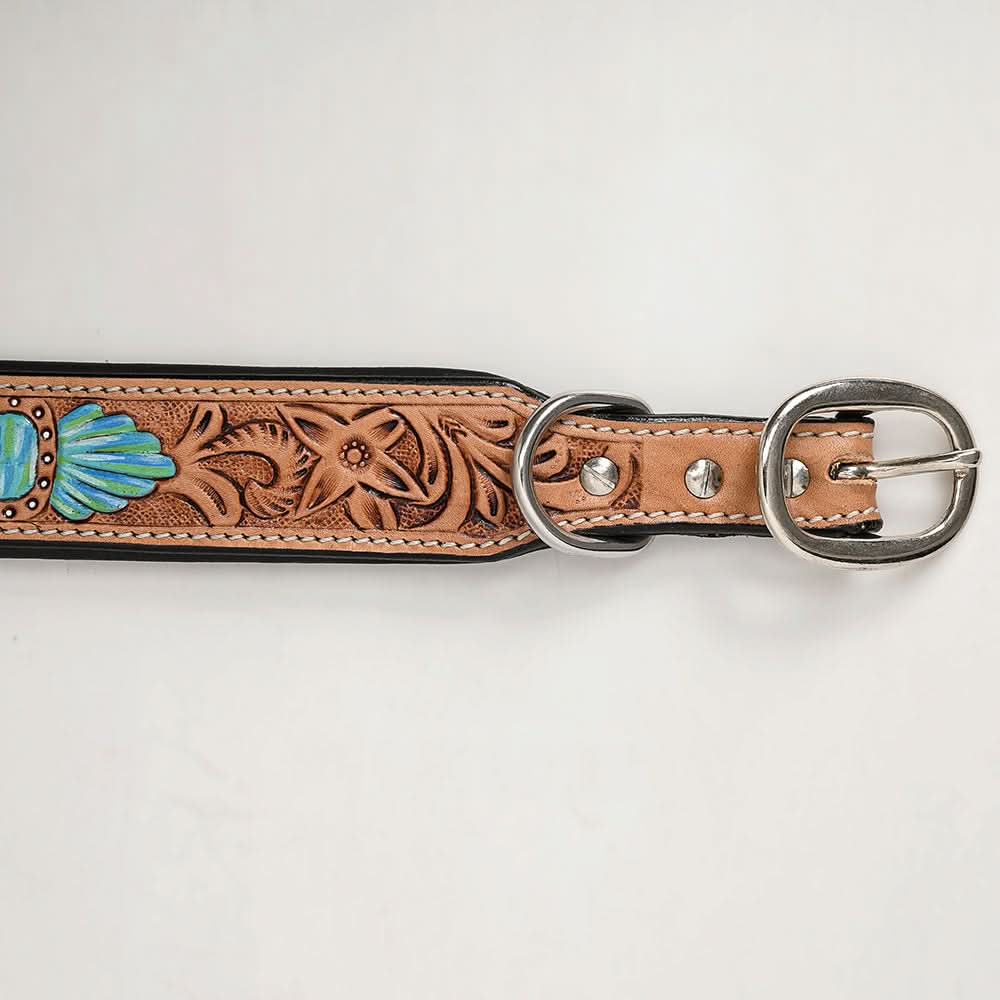 HIlason Genuine Leather Dog Collar Hand Tooled