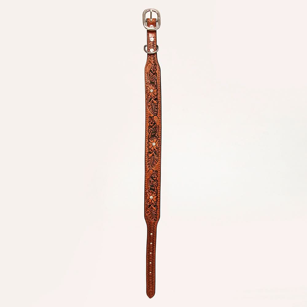 HIlason Genuine Leather Dog Collar Hand Tooled