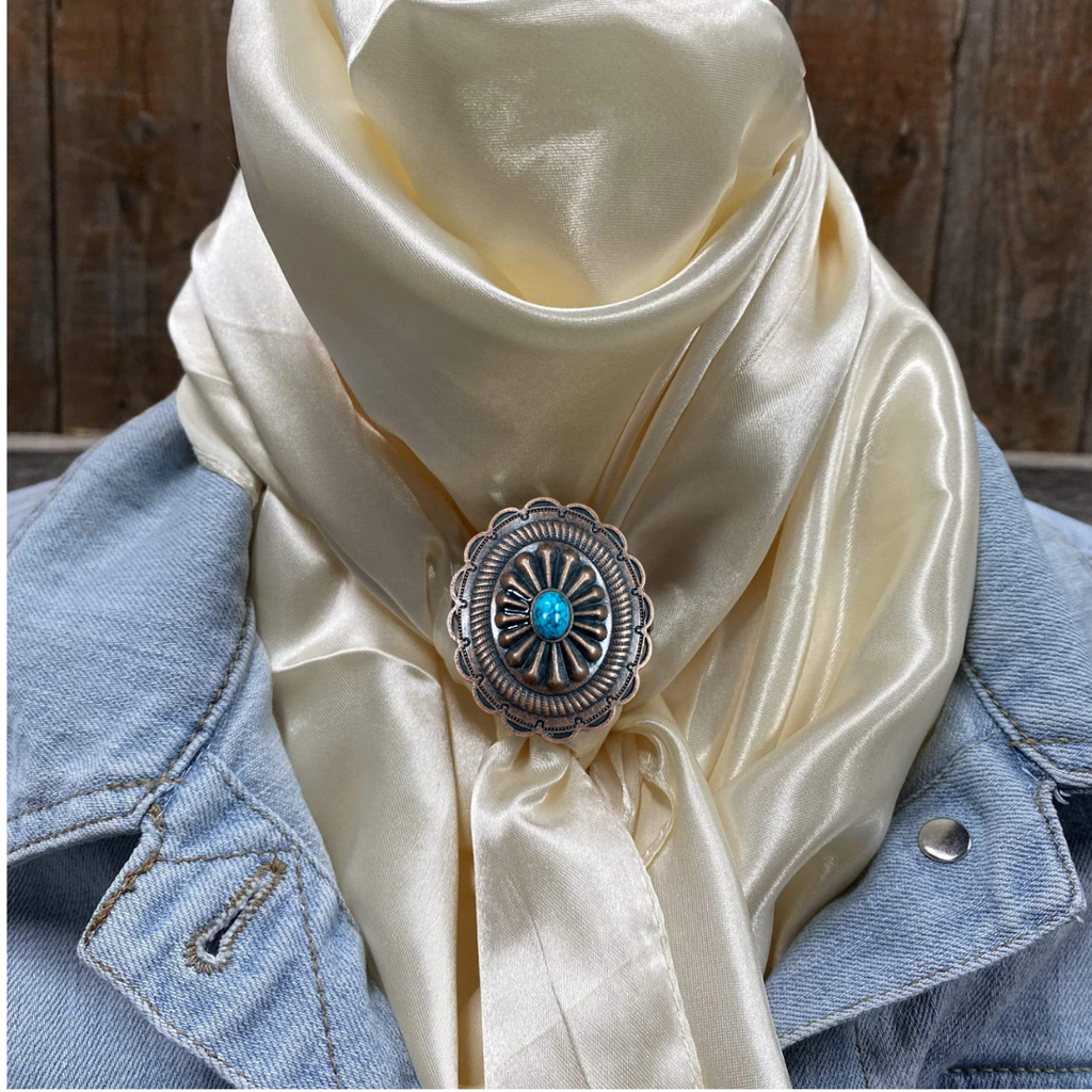 35X35" Solid Cream Wild Rag / Scarf WRS11 - Western Concho Wild Rag Slides - Assorted