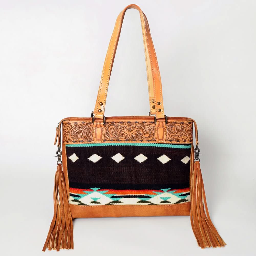 ADBG855B American Darling Hand Tooled Saddle Blanket Genuine Leather Women Bag Western Handbag Purse