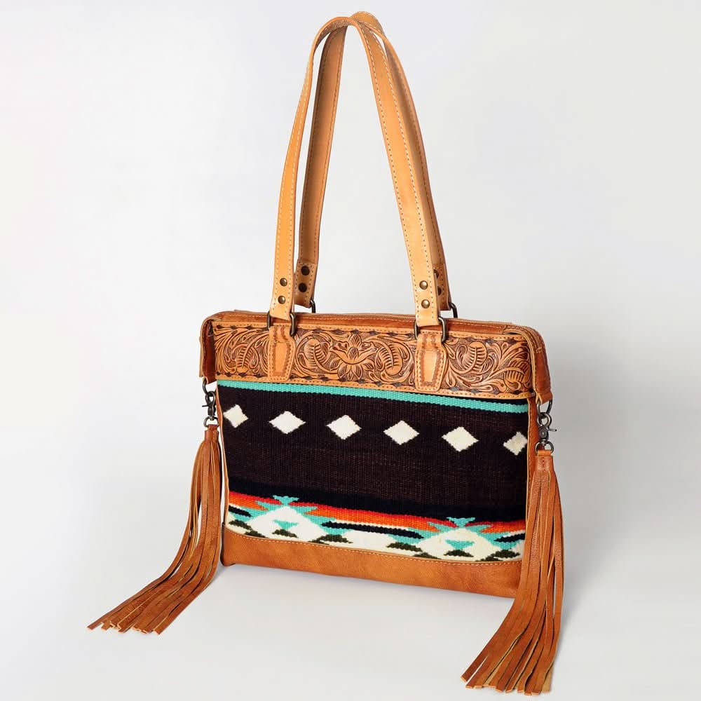 ADBG855B American Darling Hand Tooled Saddle Blanket Genuine Leather Women Bag Western Handbag Purse