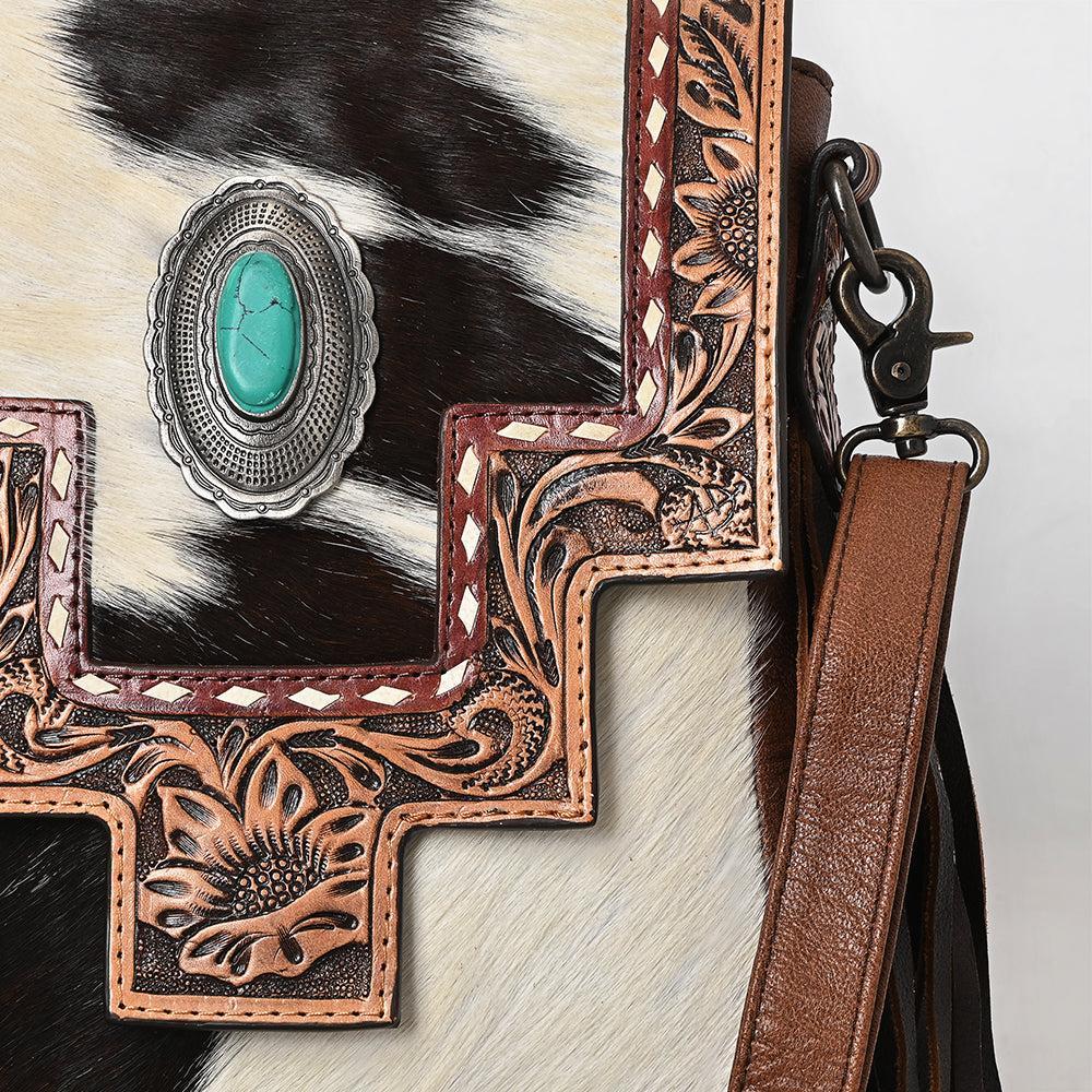 ADBG856A American Darling Hand Tooled Hair On Genuine Leather Women Bag Western Handbag Purse