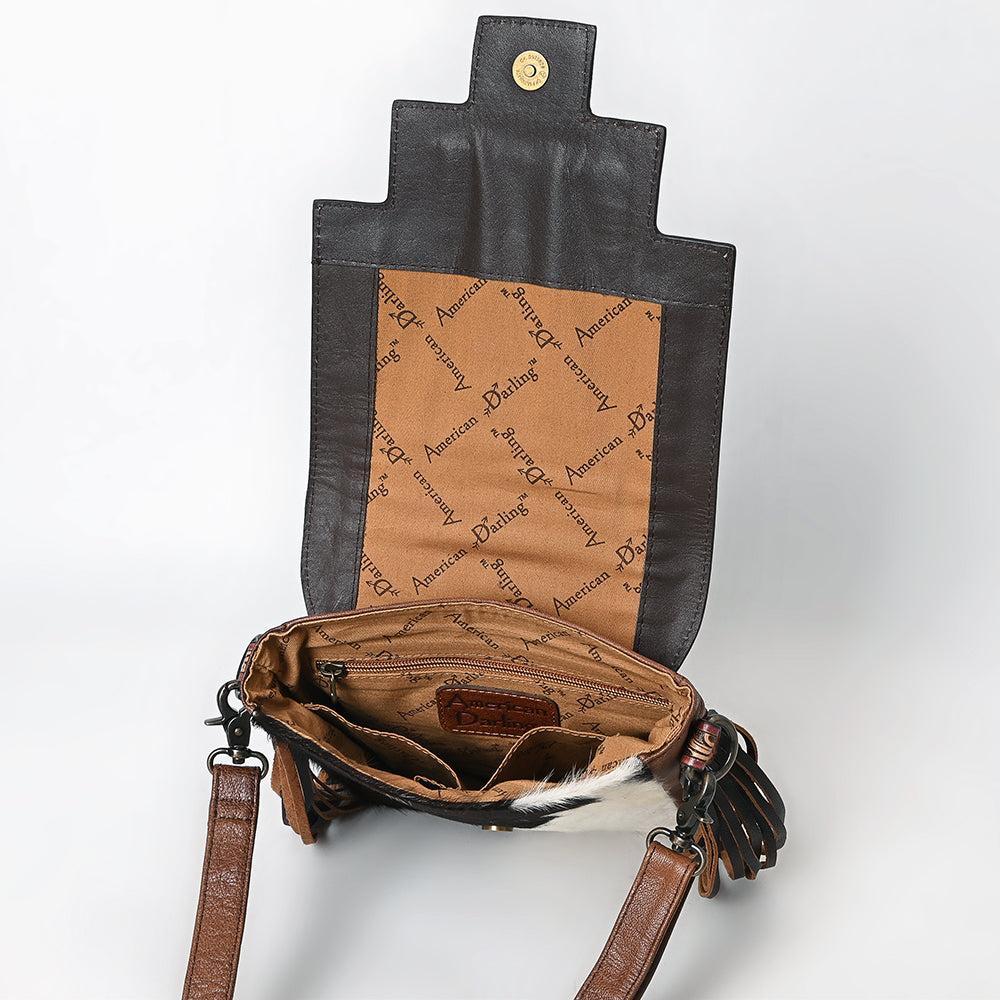 ADBG856A American Darling Hand Tooled Hair On Genuine Leather Women Bag Western Handbag Purse