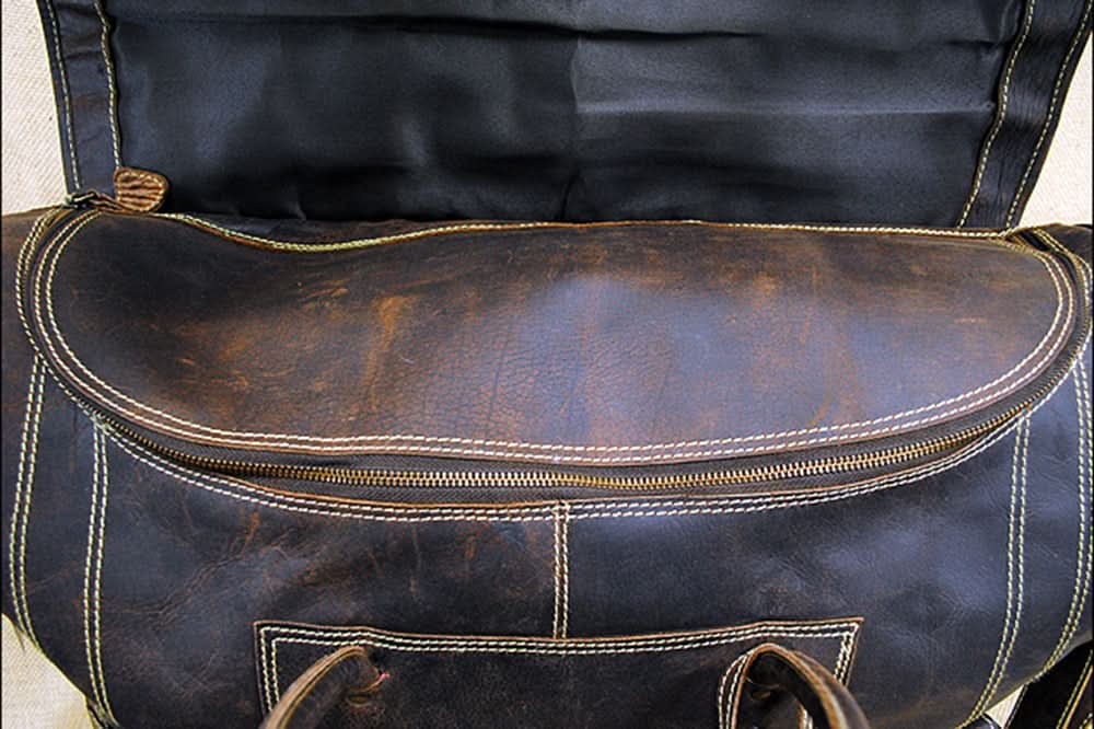 28”W x 14.5”H 12”D Leather Duffle Bag Large 28 Inches