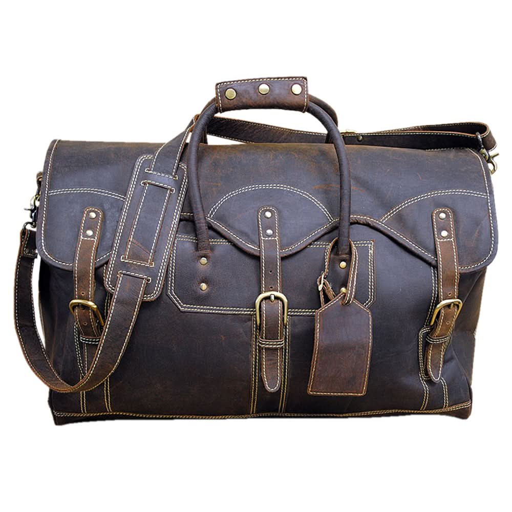 28”W x 14.5”H 12”D Leather Duffle Bag Large 28 Inches