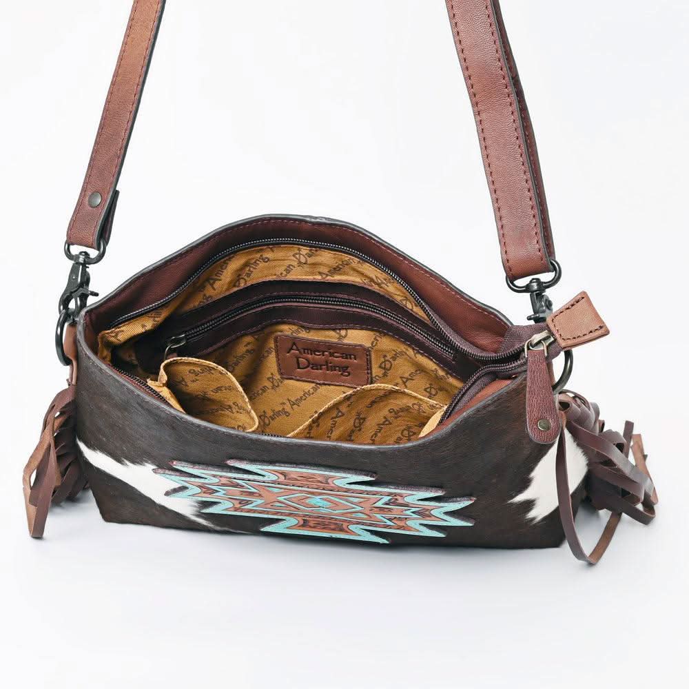 American Darling ADBGZ615 Crossbody Hand Tooled Hair-On Genuine Leather Women Bag Western Handbag Purse
