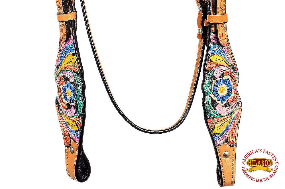 Western Horse Headstall Tack American Leather Tan Hilason