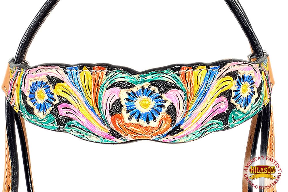 Western Horse Headstall Tack American Leather Tan Hilason