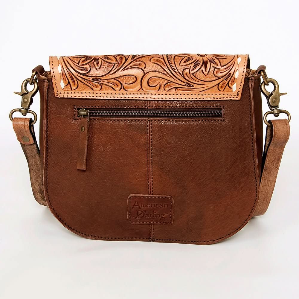 American Darling Messenger Hand Tooled Hair On Genuine Leather women bag western handbag purse