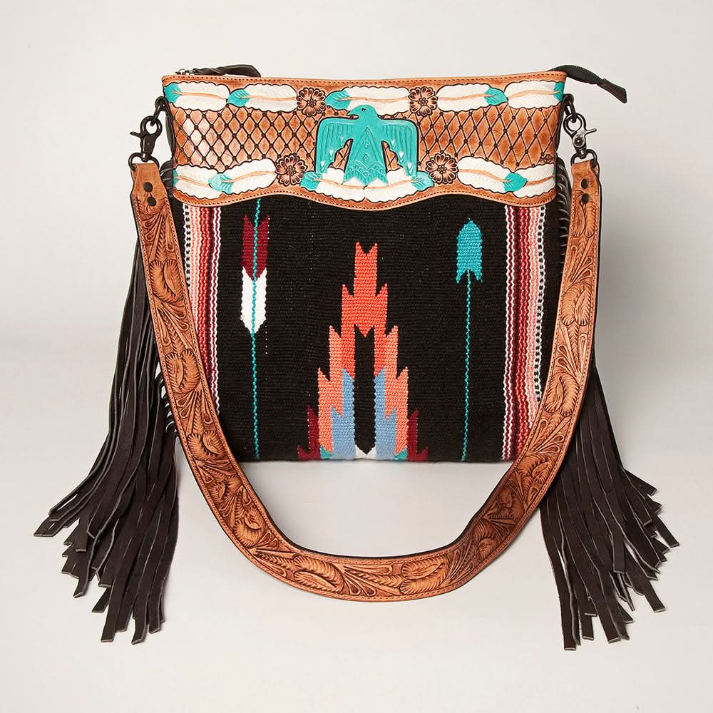 American Darling Signature Crossbody Hand Tooled Saddle Blanket Genuine Leather Women Bag Western Handbag Purse