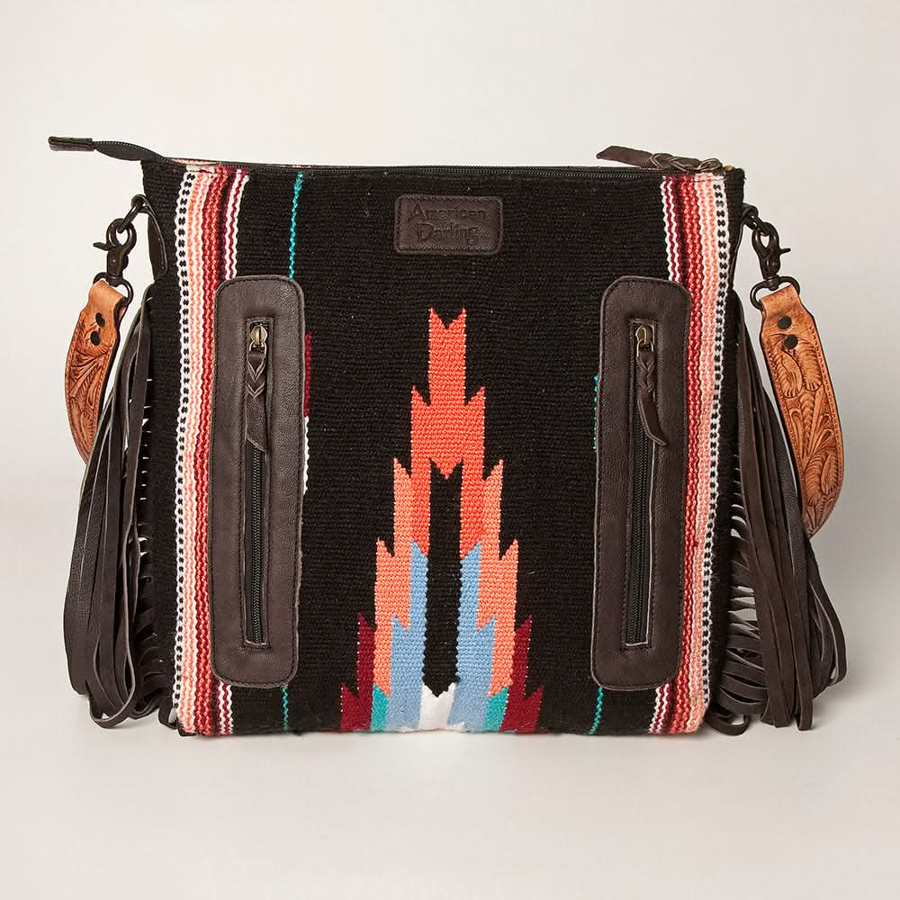 American Darling Signature Crossbody Hand Tooled Saddle Blanket Genuine Leather Women Bag Western Handbag Purse