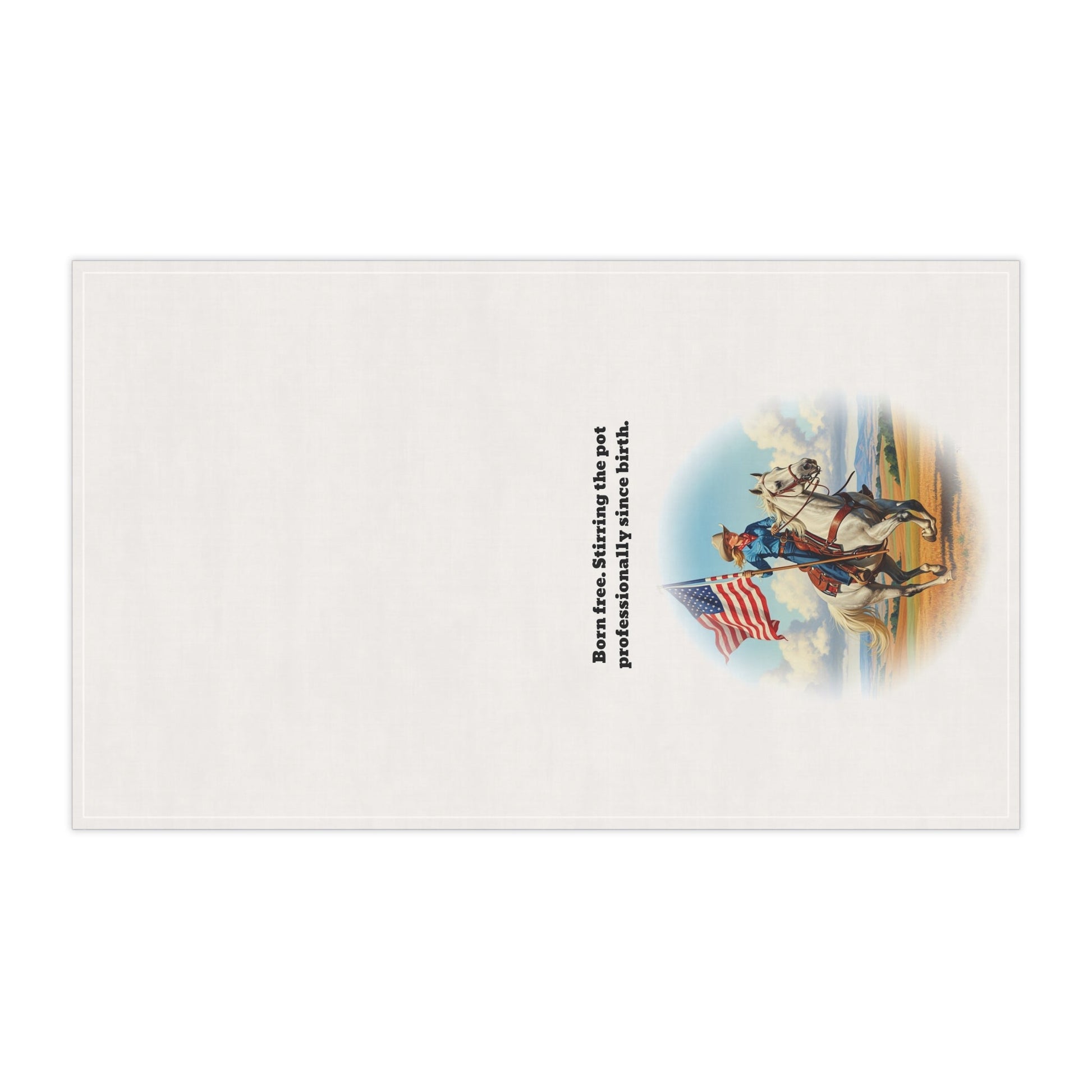 Born Free. Stirring the pot professionally since birth. Patriotic Tea Towels, Western Kitchen Decor, Farmhouse Style, Gift for Chefs, Americana Home Accents, July 4th Essentials