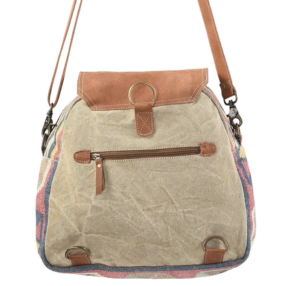 OHLAY KB113 Backpack Upcycled Canvas Genuine Leather women bag western handbag purse
