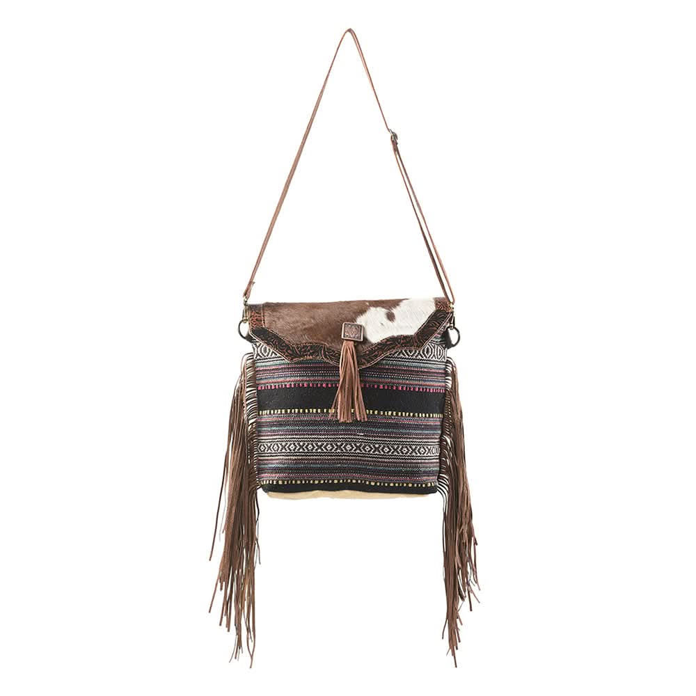 OHLAY KB116 Cross Body Upcycled Wool Upcycled Canvas Embossed Hair-On Genuine Leather women bag western handbag purse