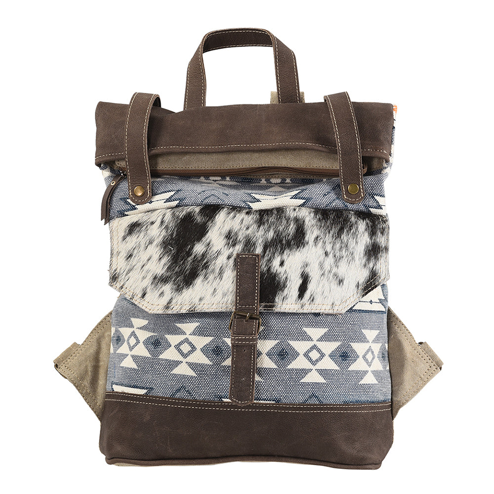 OHLAY KB165 Backpack Upcycled Canvas Hair-On Genuine Leather women bag western handbag purse