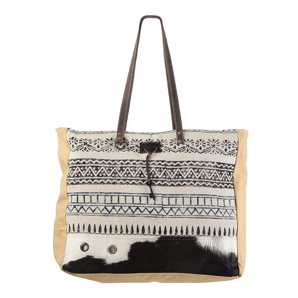 OHLAY KB167 TOTE Upcycled Wool Upcycled Canvas Hair-on Genuine Leather women bag western handbag purse