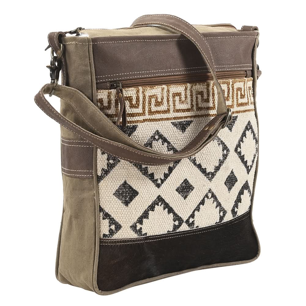 OHLAY MESSENGER Upcycled Wool Upcycled Canvas  Genuine Leather women bag western handbag purse