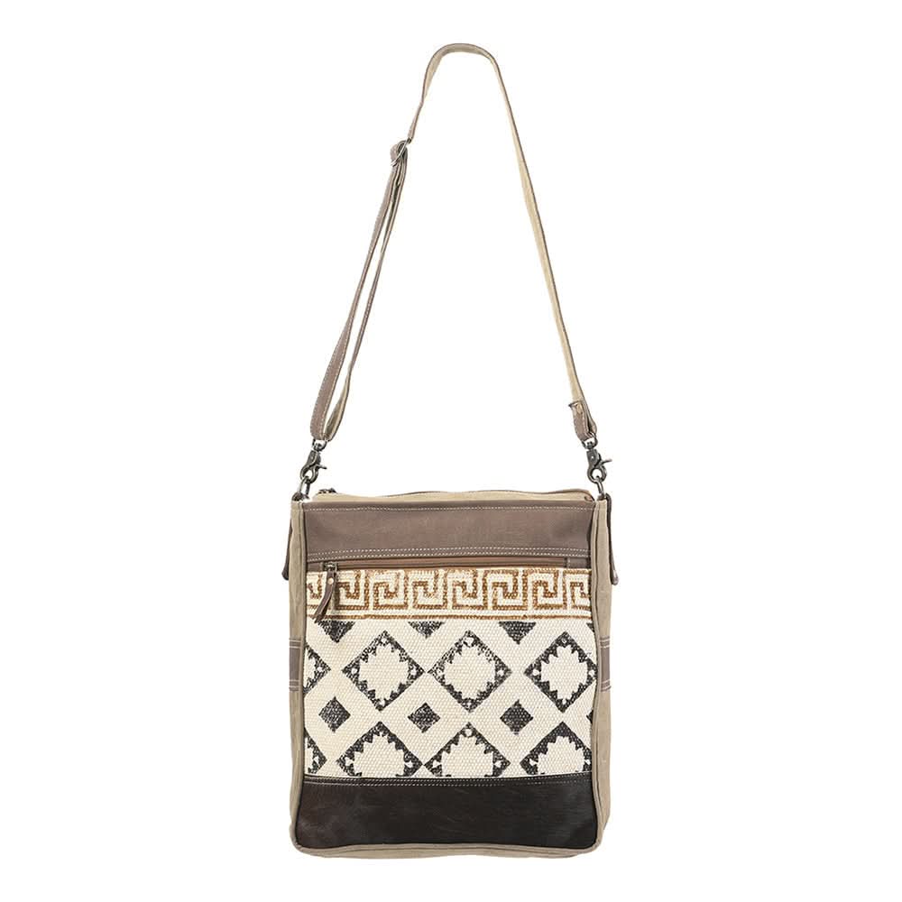 OHLAY MESSENGER Upcycled Wool Upcycled Canvas  Genuine Leather women bag western handbag purse