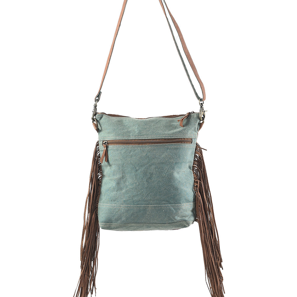 OHLAY KB259 Cross Body Upcycled Wool Upcycled Canvas Hair-On Genuine Leather women bag western handbag purse