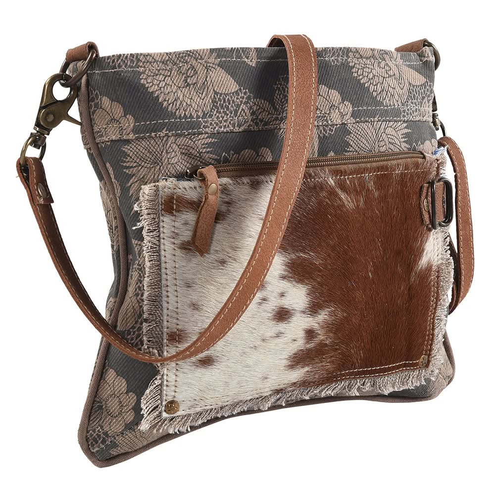 OHLAY KB262 Cross Body Upcycled Canvas Hair-On Genuine Leather women bag western handbag purse