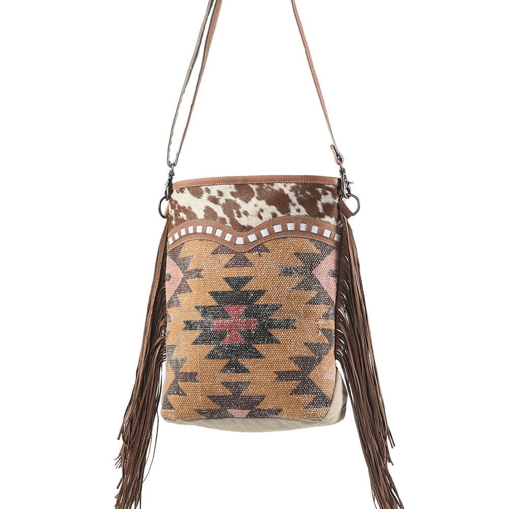 OHLAY MESSENGER Upcycled Wool Upcycled Canvas Hair-on Genuine Leather women bag western handbag purse