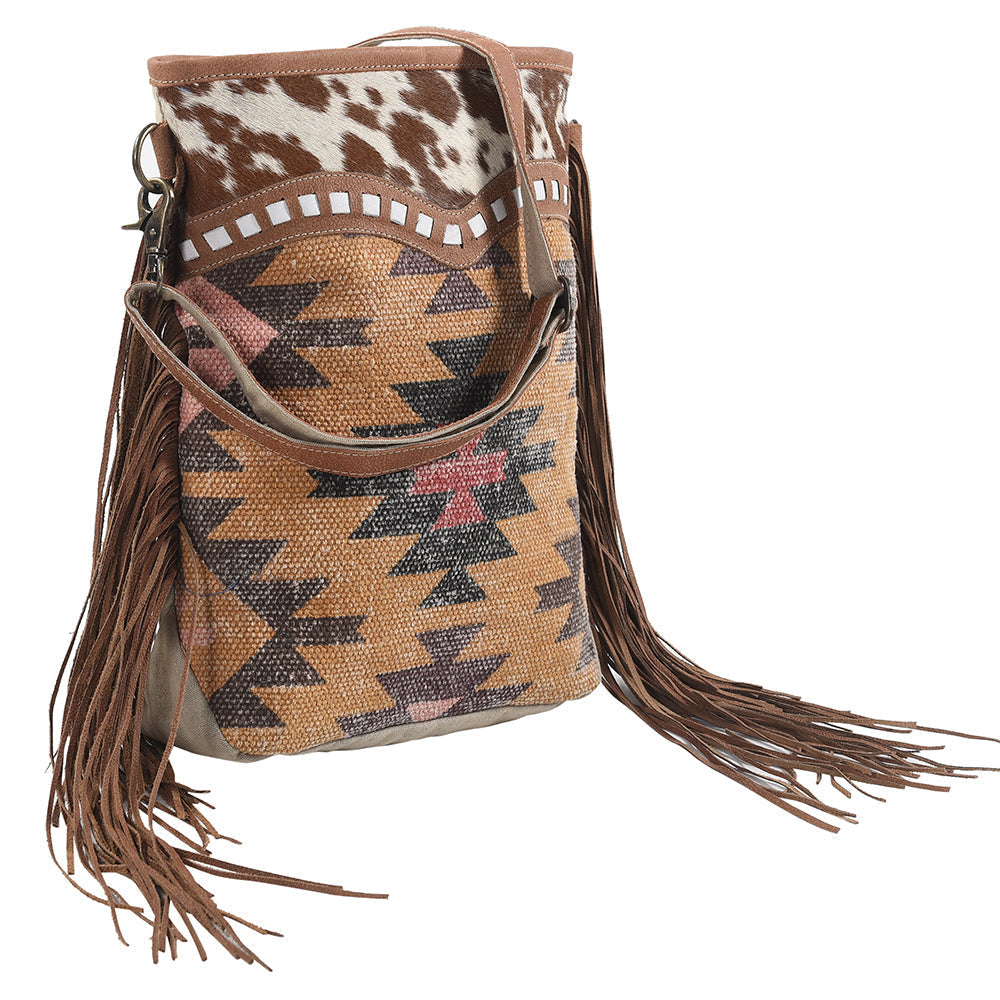 OHLAY MESSENGER Upcycled Wool Upcycled Canvas Hair-on Genuine Leather women bag western handbag purse