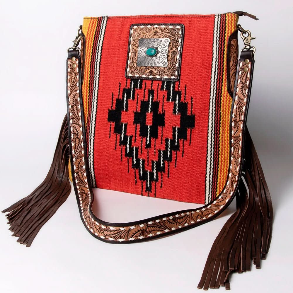 American Darling Messenger Saddle Blanket Genuine Leather Women Bag Western Handbag Purse