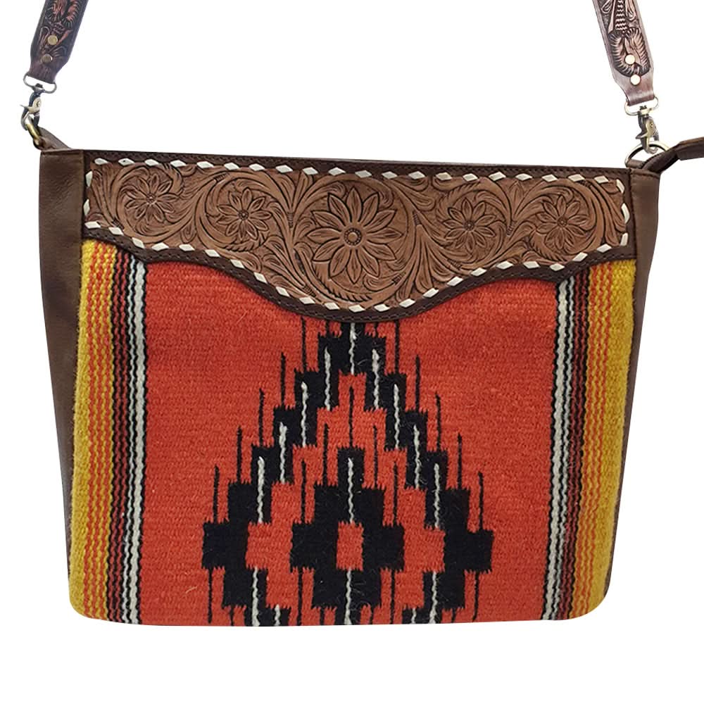 American Darling Messenger Hand Tooled Saddle Blanket Genuine Leather women bag western handbag purse