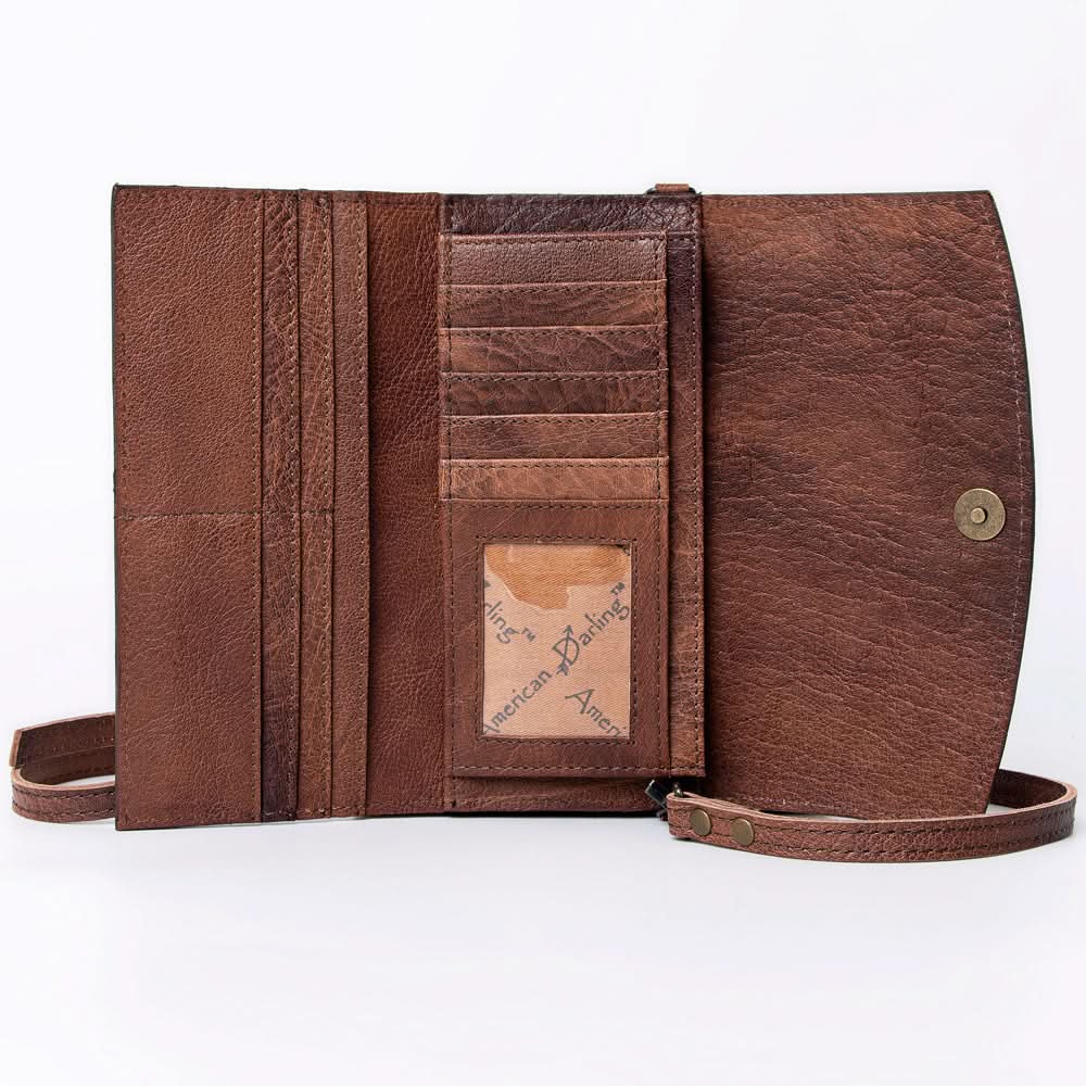 American Darling Wallet Hand Tooled Genuine Leather women bag western handbag purse