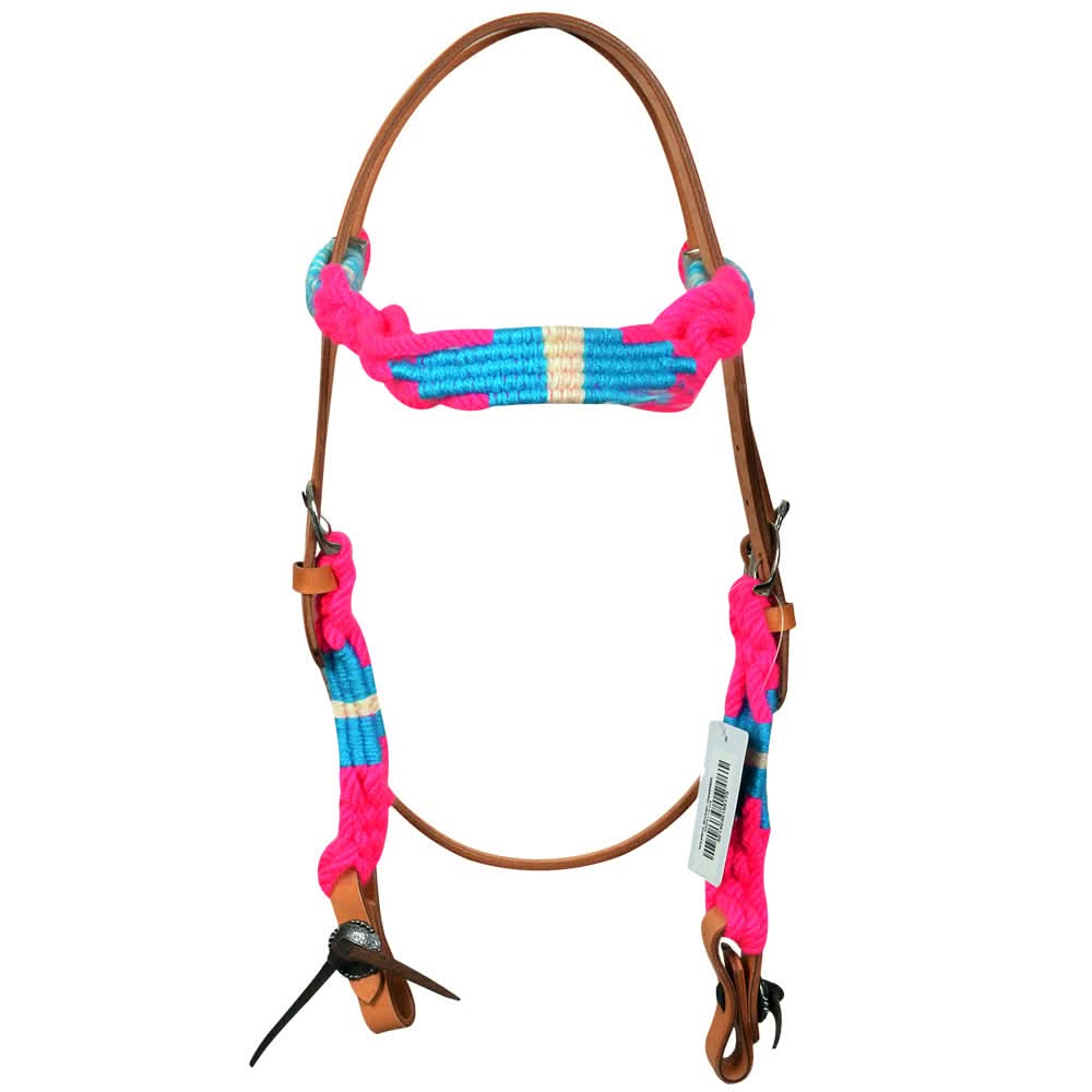 HILASON Western Wool Breast Collar Headstall Set Tack Set Turquoise & Pink