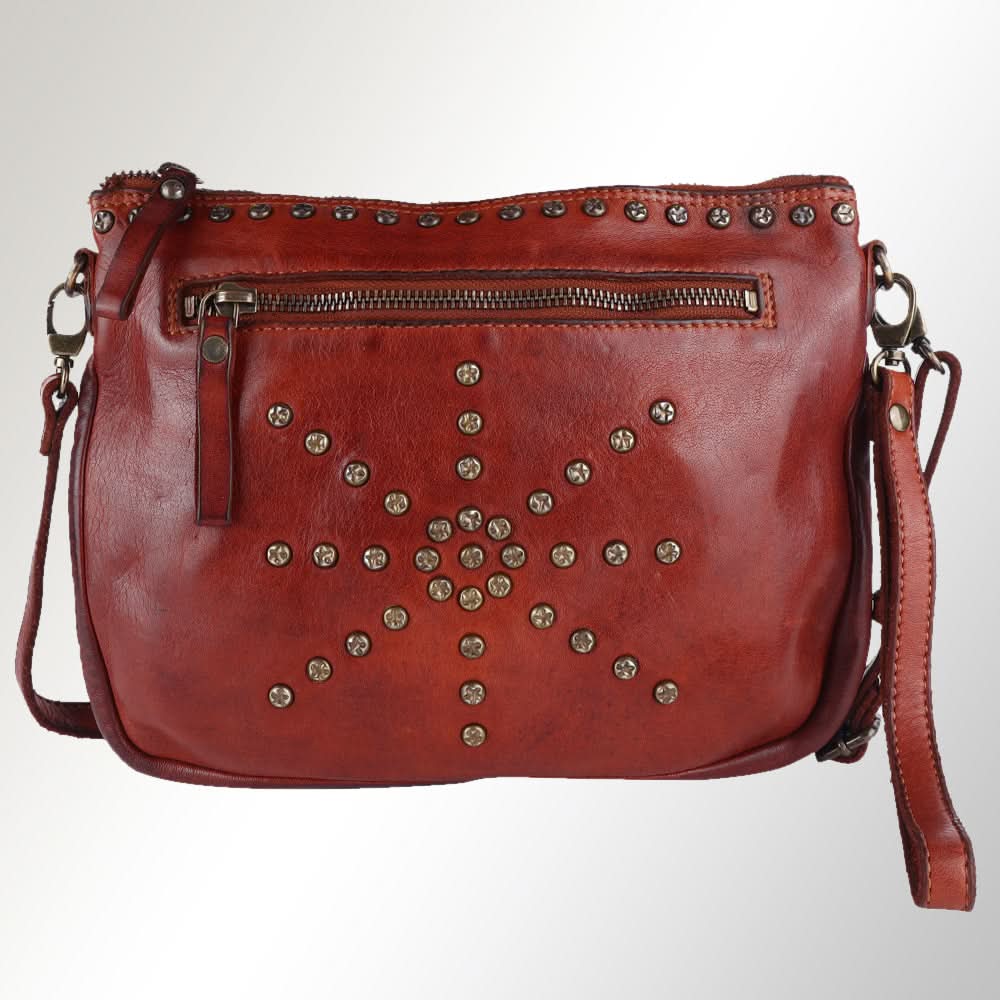 Spaghetti Western Swc207Cg Cross Body I Vintage Handmade Drum Dyed Genuine European Cowhide Leather Women Bag Western Handbag Purse