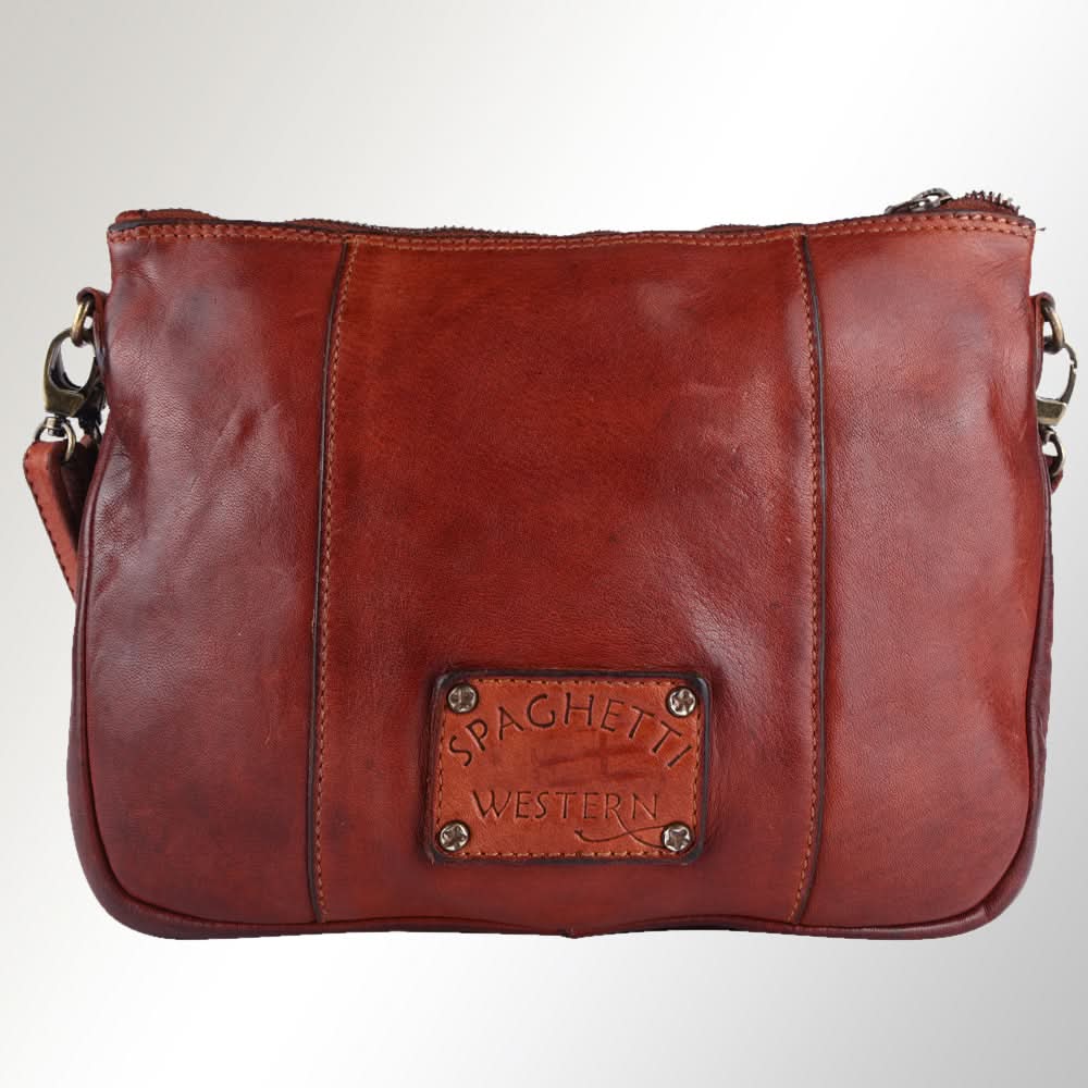 Spaghetti Western Swc207Cg Cross Body I Vintage Handmade Drum Dyed Genuine European Cowhide Leather Women Bag Western Handbag Purse
