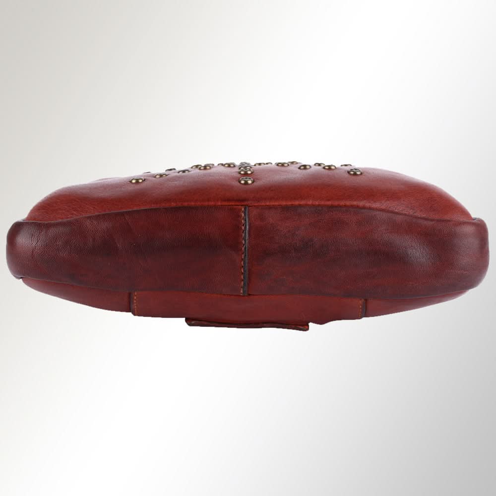 Spaghetti Western Swc207Cg Cross Body I Vintage Handmade Drum Dyed Genuine European Cowhide Leather Women Bag Western Handbag Purse