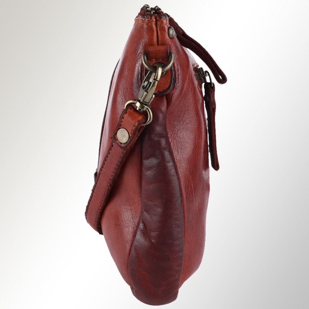 Spaghetti Western Swc207Cg Cross Body I Vintage Handmade Drum Dyed Genuine European Cowhide Leather Women Bag Western Handbag Purse