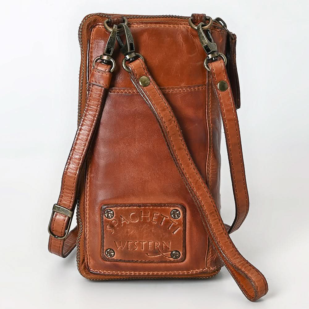 Spaghetti Western Swc213Cg Sling Vintage Handmade Drum Dyed Genuine European Cowhide Leather Women Bag Western Handbag Purse