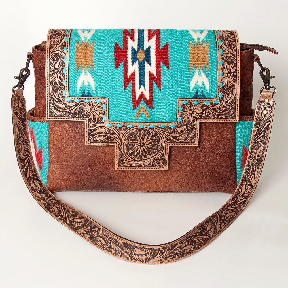 ADBG842D American Darling Hand Tooled Saddle Blanket Genuine Leather Women Bag Western Handbag Purse