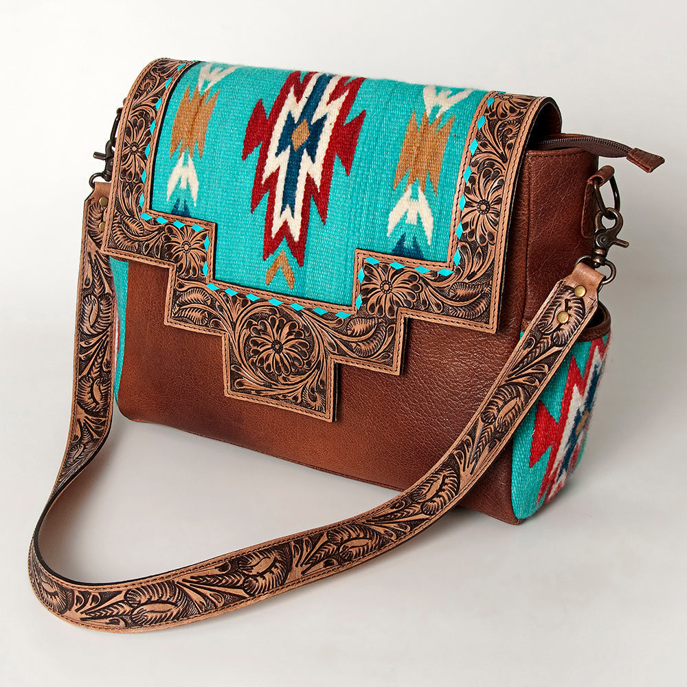 ADBG842D American Darling Hand Tooled Saddle Blanket Genuine Leather Women Bag Western Handbag Purse